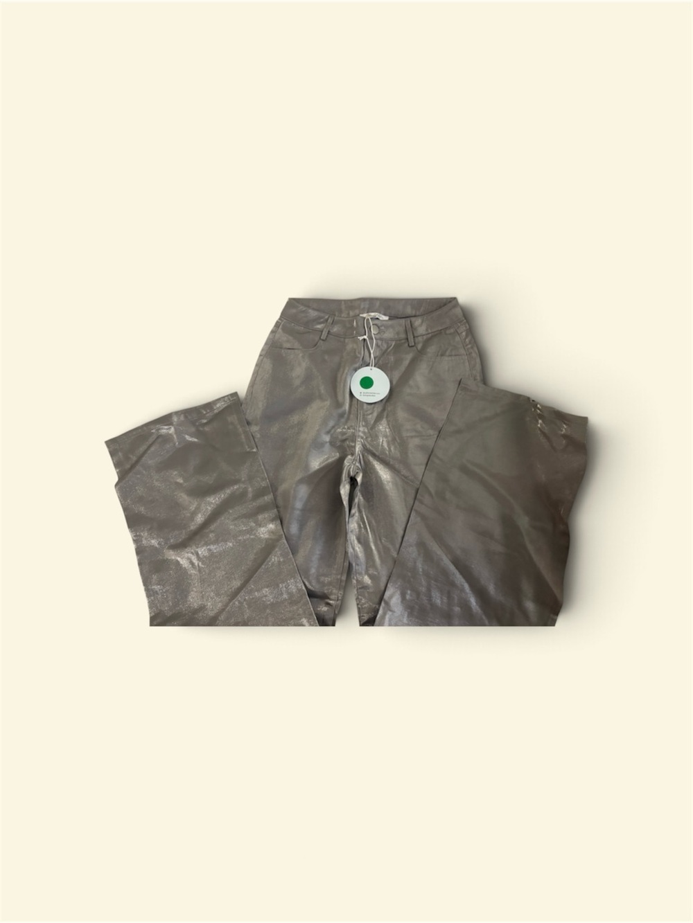 Wide Leg Metallic Gray Women's Pants